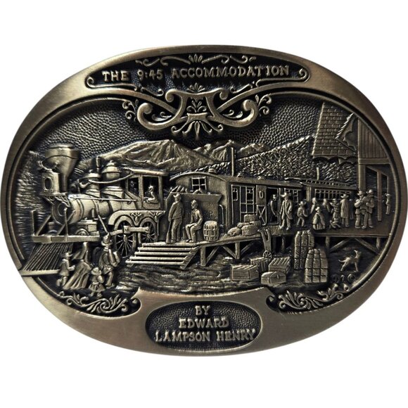 9:45 Accommodation Belt Buckle Edward Lamson Henry American West Train Station - Picture 7 of 16
